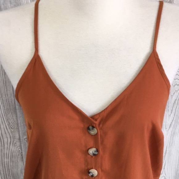 Paper Crane Orange Tank Top Button Down Medium - Picture 2 of 7